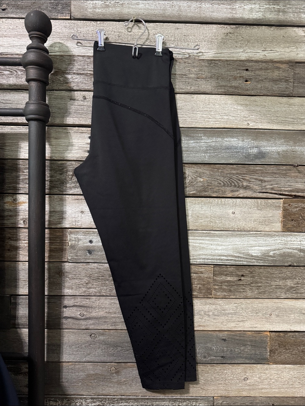 Marika Black High-Waist Leggings with Laser-Cut Detail